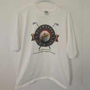 Vintage Schweppes Golf T Shirt Silver Mountain Sportswear Mens 2X White